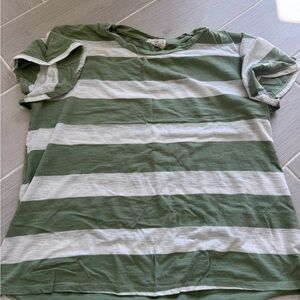 Striped T-Shirt - Sage Green & White